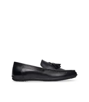 Dark blue leather loafers