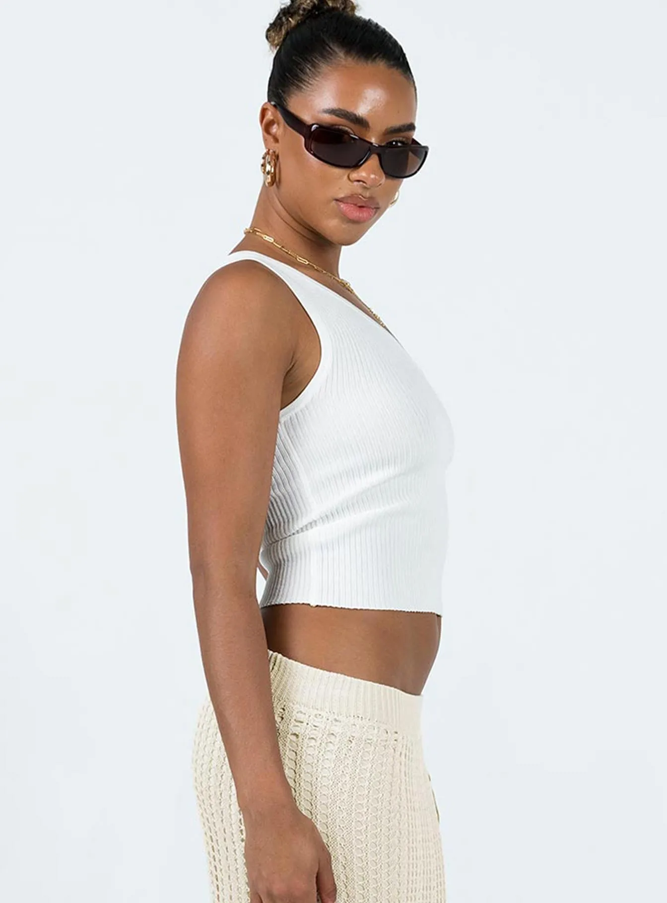 Denham One Shoulder Top Ivory