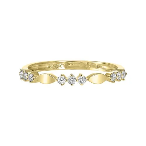 Diamond 3-Stone Marquise Pattern Stackable Ring In 10k White Gold (1/7ctw)