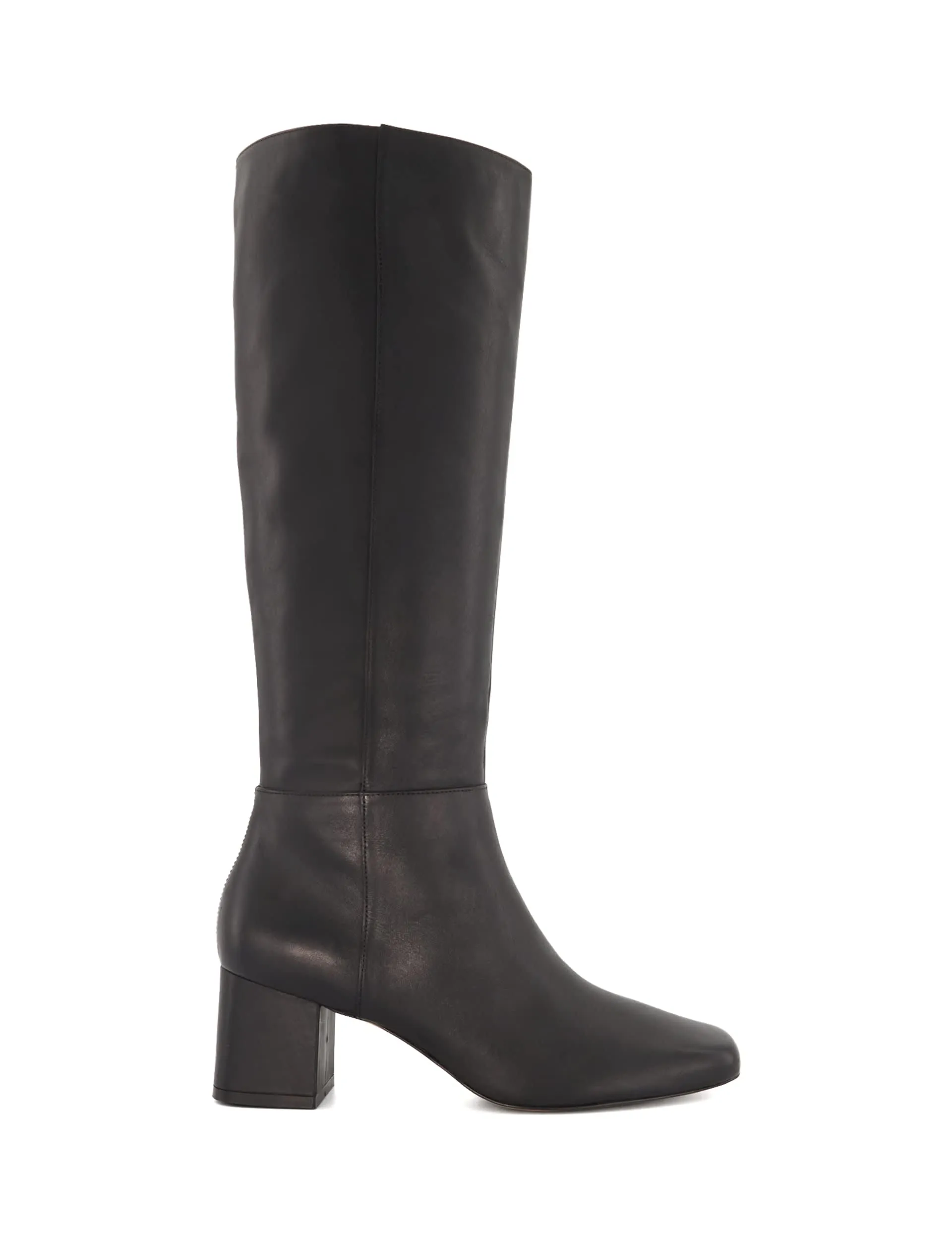 Dune London Women's Leather Block Heel Knee High Boots - 4 - Black, Black