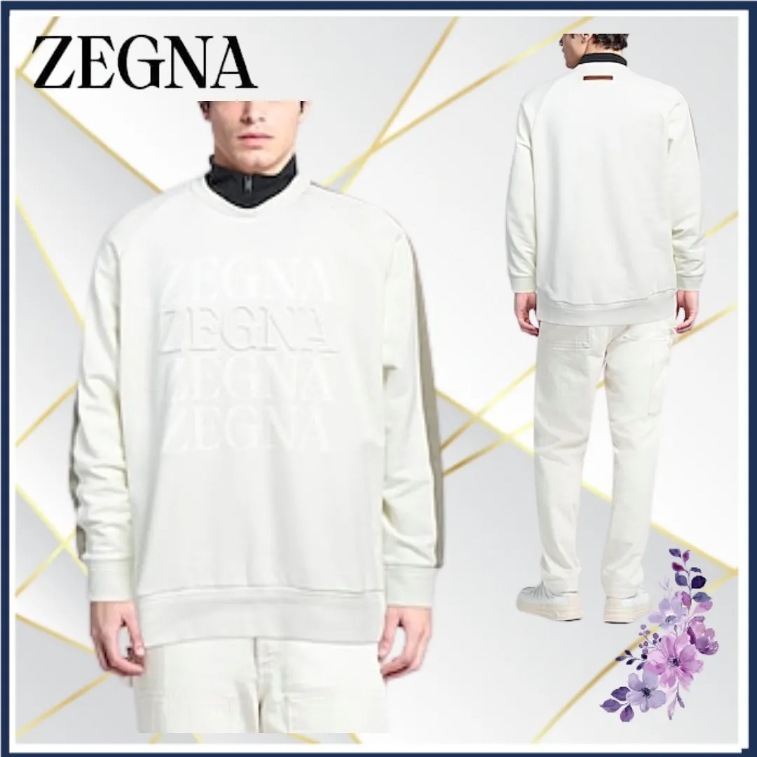 Ermenegildo Zegna  |Long Sleeves Cotton Oversized Logo Luxury Sweatshirts