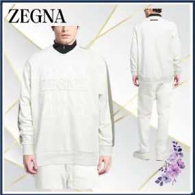 Ermenegildo Zegna  |Long Sleeves Cotton Oversized Logo Luxury Sweatshirts