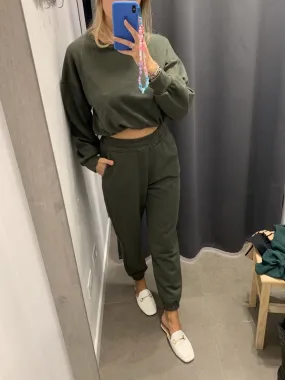 Felpa crop verde