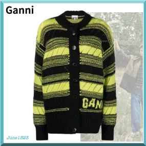 Ganni  |Street Style Plain Logo Cardigans