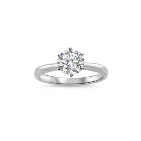 GEMORIE “Martini” 1ct Brilliant Round Moissanite Solitaire Martini Prong Engagement Ring 