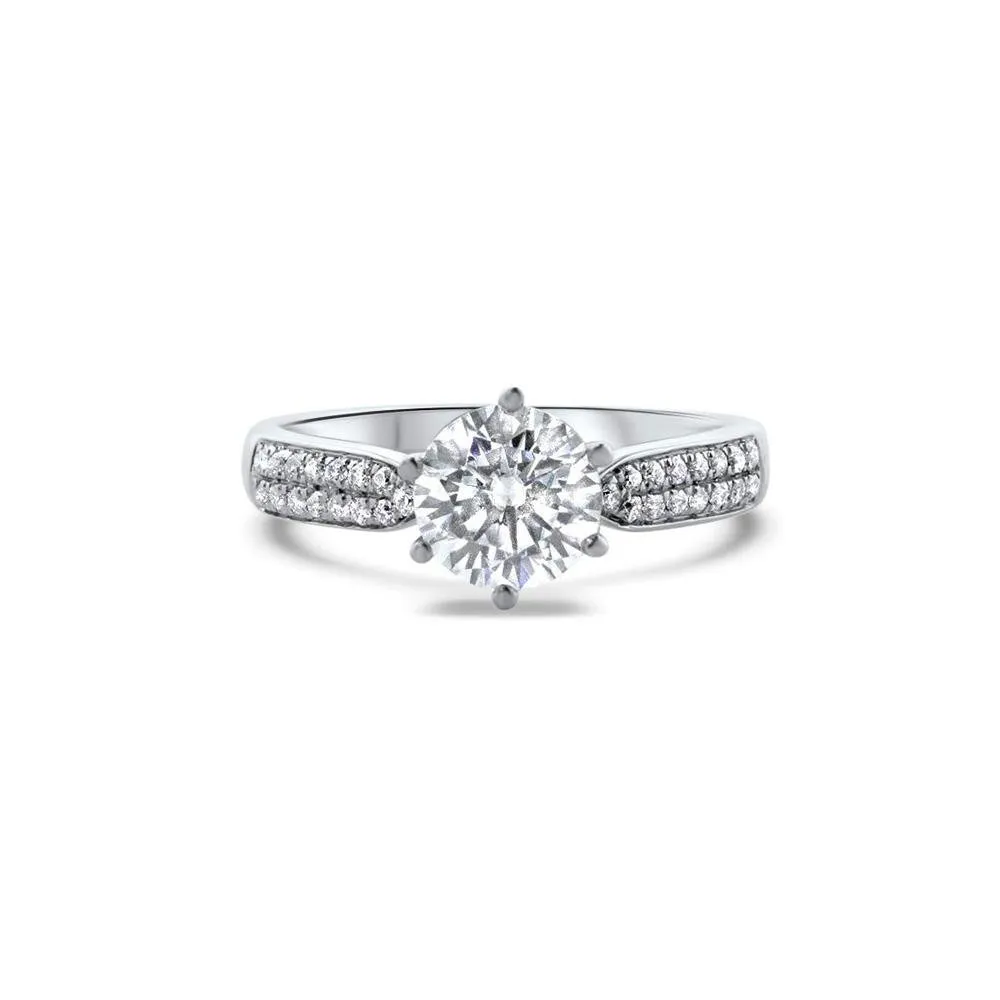 GEMORIE “Radiance” Moissanite 1ct Round Pave 18k Gold Engagement Ring 
