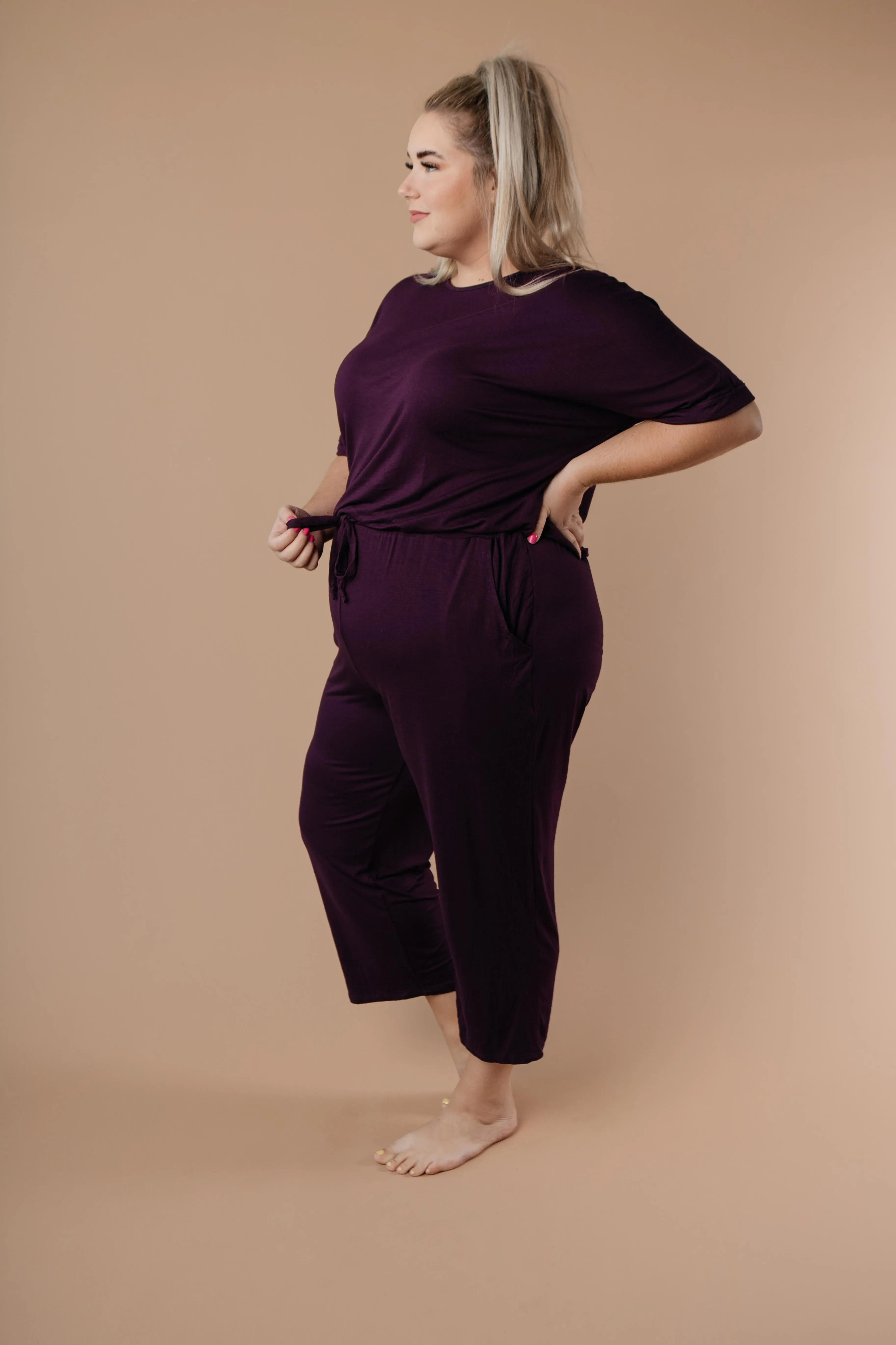 Girl Next Door Jumpsuit In Plum - On Hand