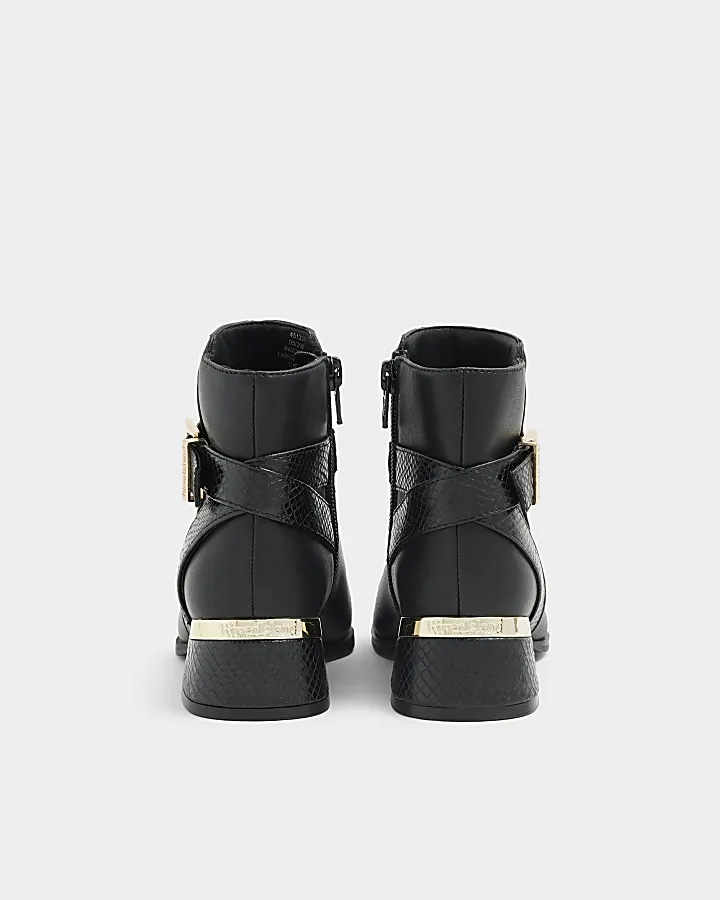 Girls buckle detail heeled boots