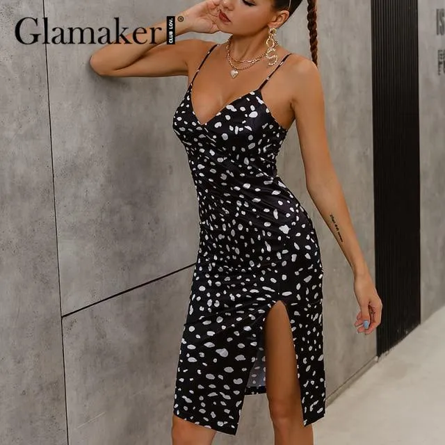 Glamaker Floral Print Sexy Bodycon High Split Dress