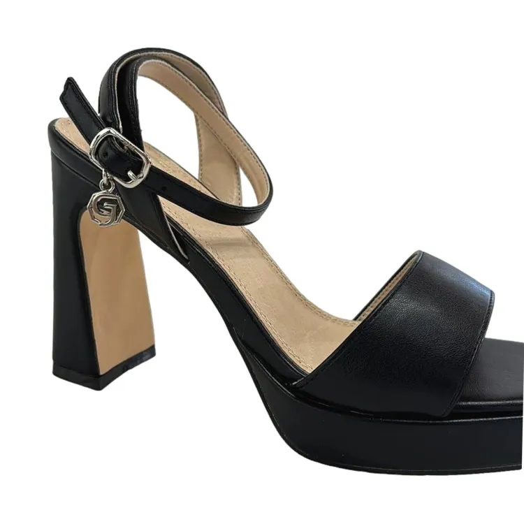Gold & Gold GY312 Sandali Donna Tacco Alto 10 cm Con Cinturino Alla Caviglia Nero