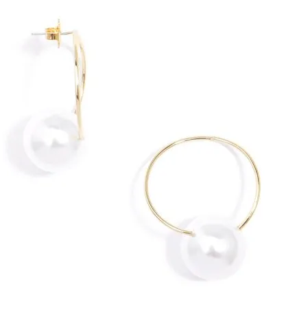 Gold Hoop and Pearl Drop Combo Earring