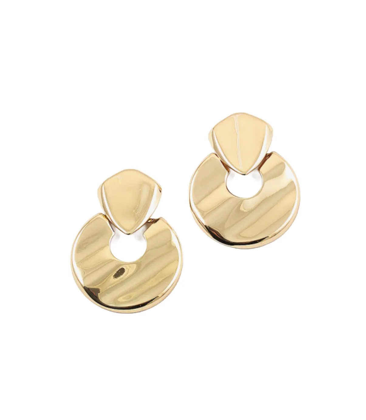 Gold Wavy Circle Large Earring