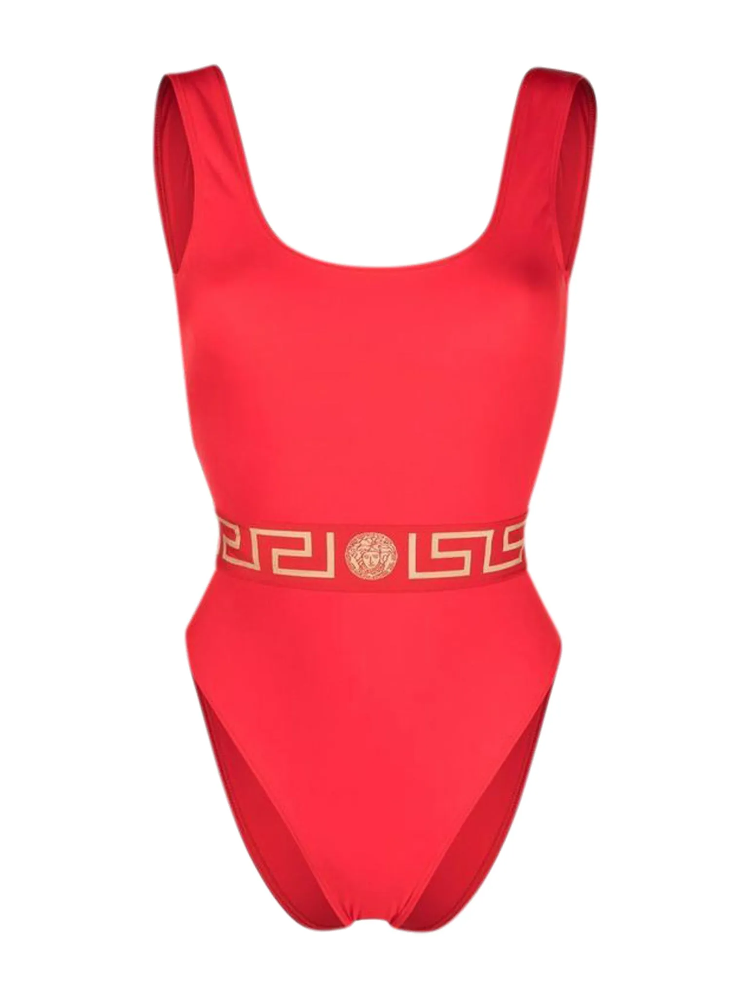 Greca-print two-tone swimsuit