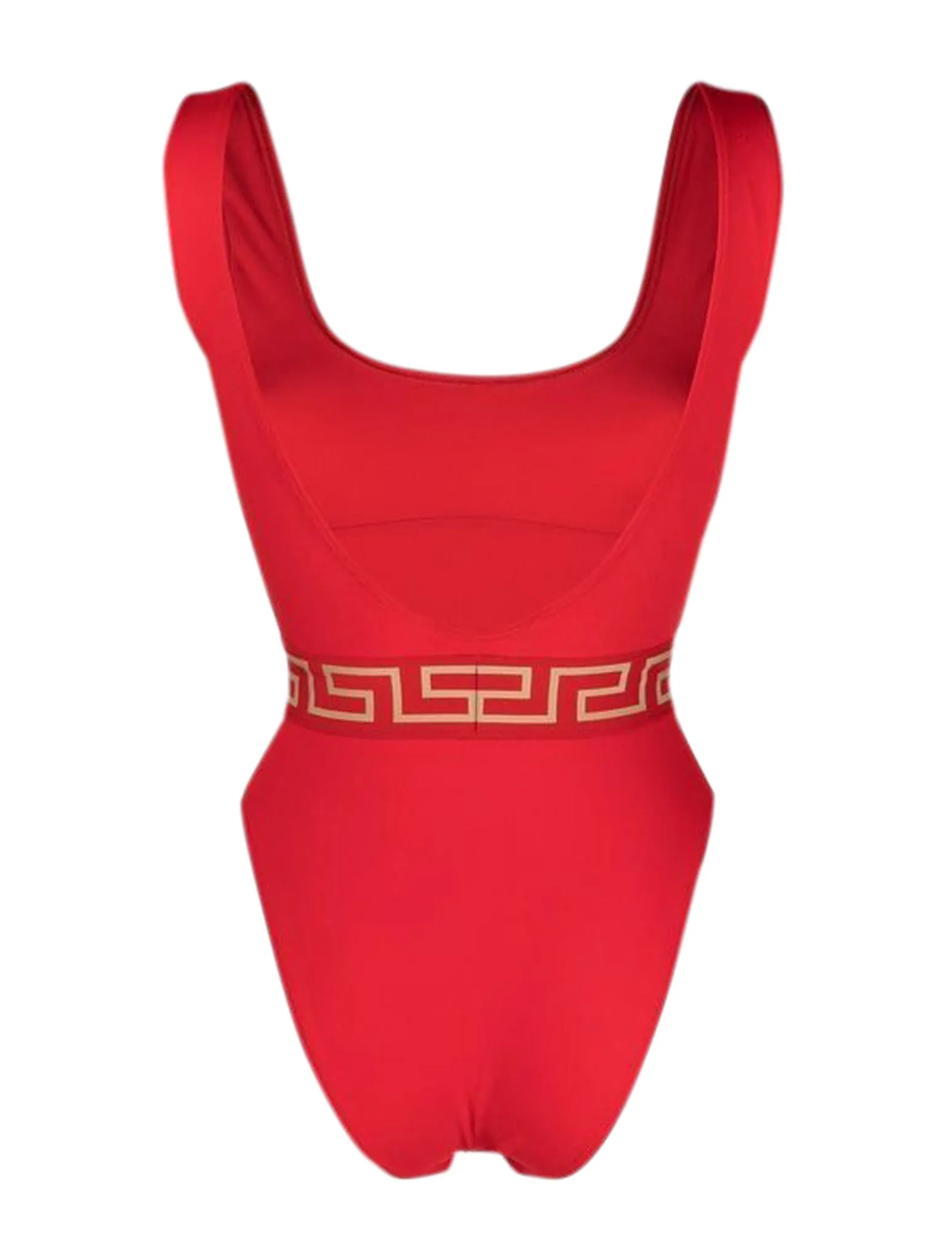 Greca-print two-tone swimsuit