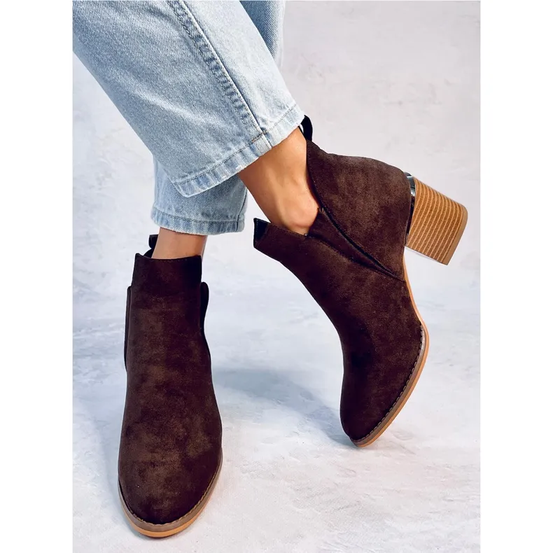 Hallie Brown suede heeled boots