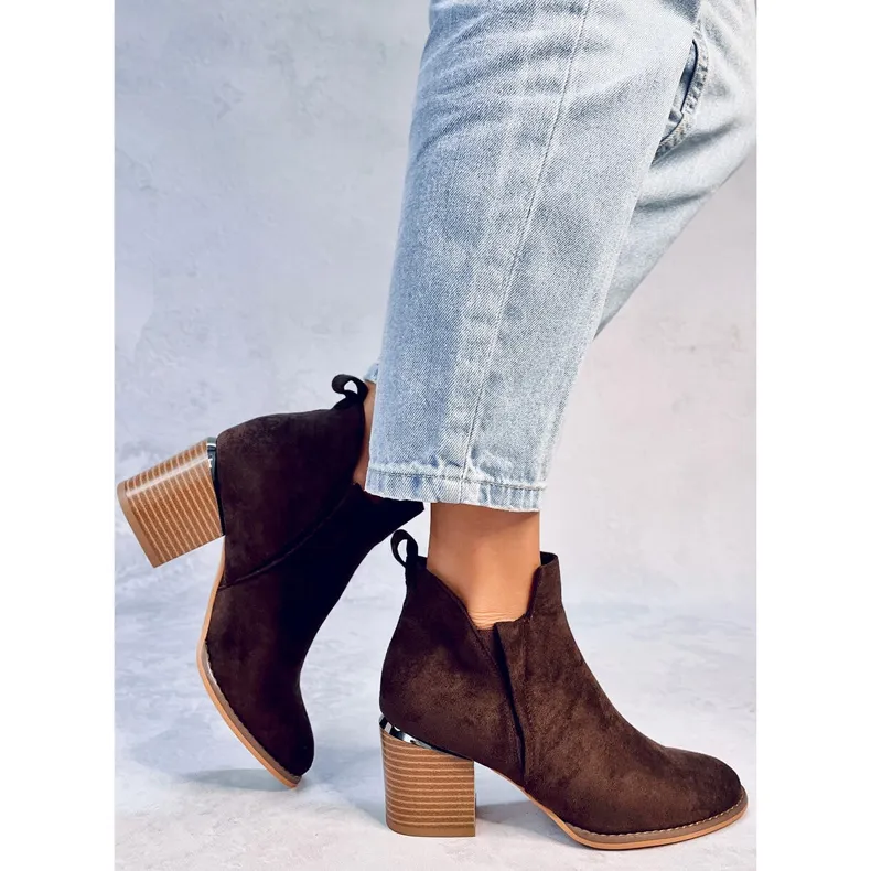 Hallie Brown suede heeled boots