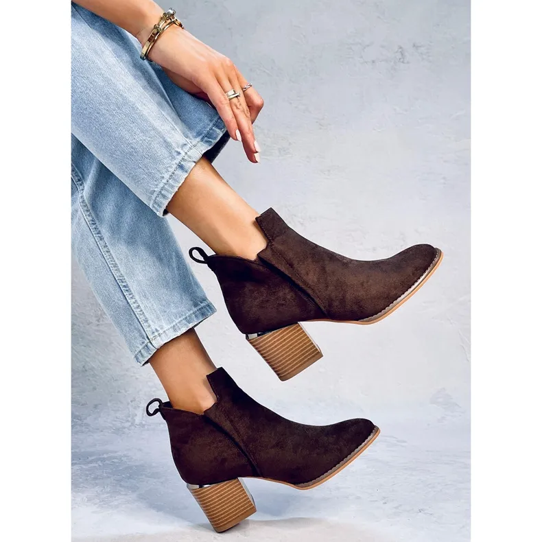 Hallie Brown suede heeled boots