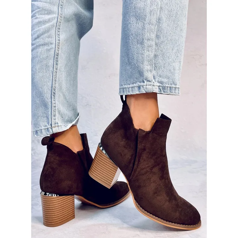 Hallie Brown suede heeled boots