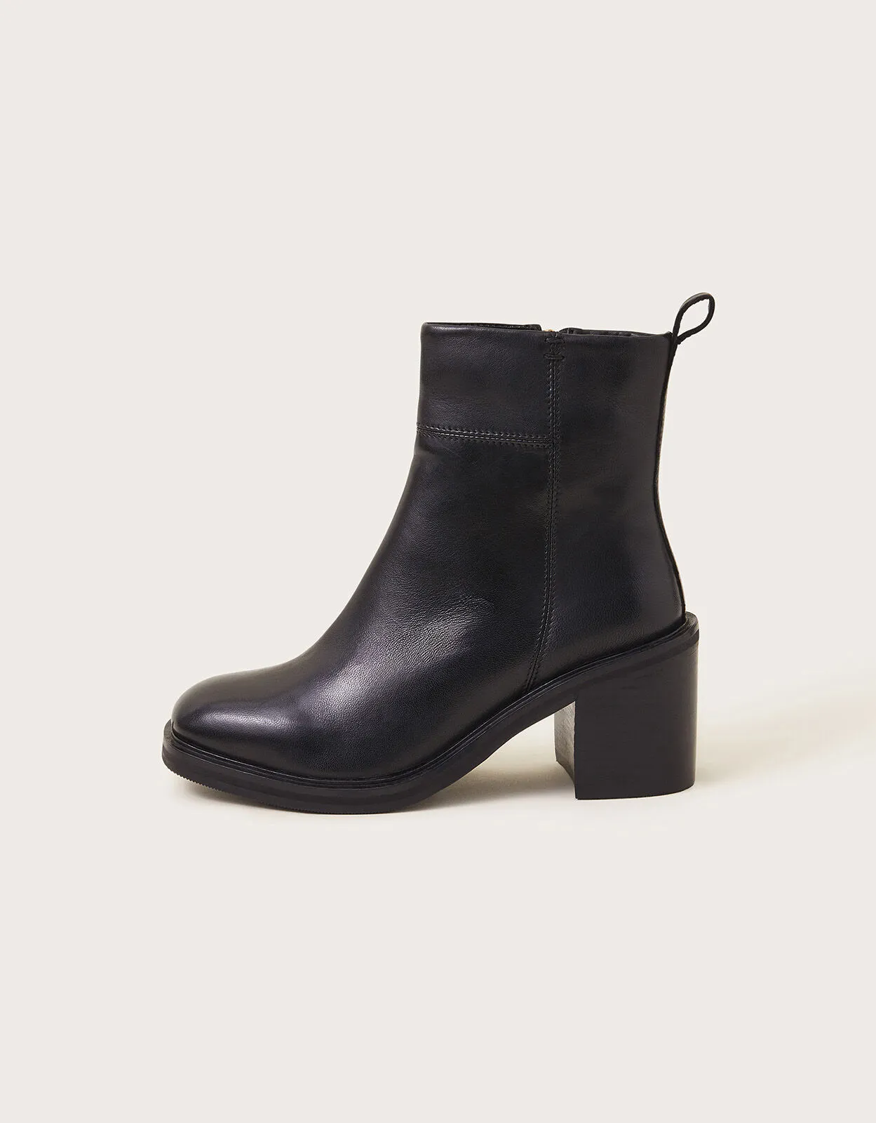 Heeled Leather Ankle Boots Black