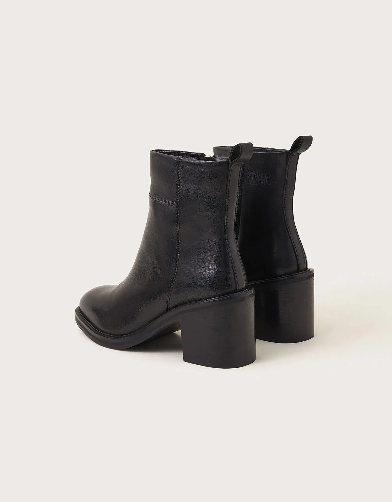 Heeled Leather Ankle Boots Black