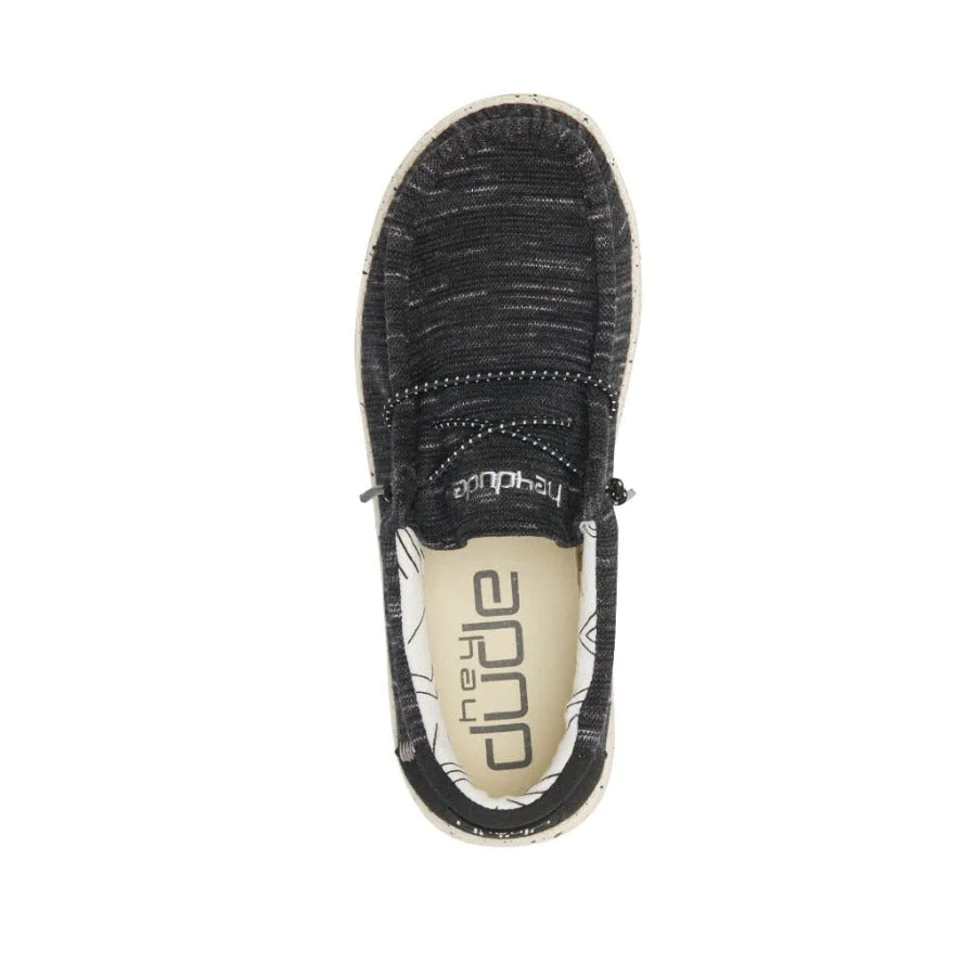 Hey Dude Boys Wally Youth Slip On Shoes-Stretch Black