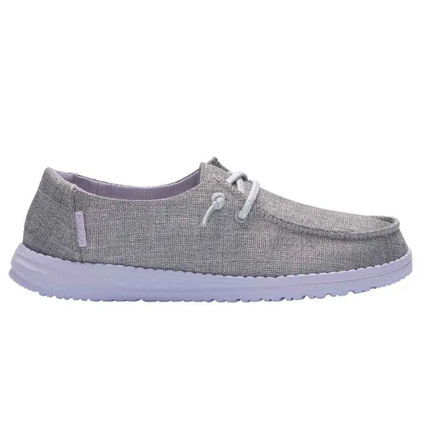 Hey Dude Girls Wendy Youth Slip On Shoes- Sparkling Lilac Grey