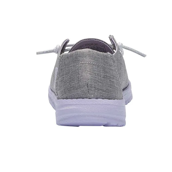 Hey Dude Girls Wendy Youth Slip On Shoes- Sparkling Lilac Grey