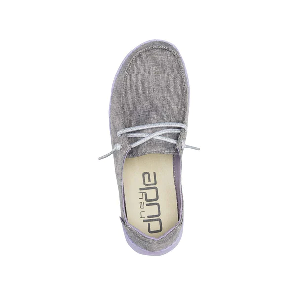 Hey Dude Girls Wendy Youth Slip On Shoes- Sparkling Lilac Grey