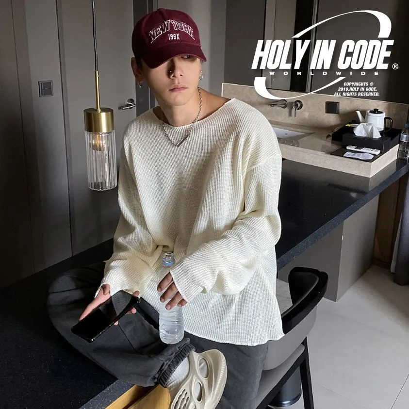 HOLY IN CODE  |Casual Style Unisex Street Style U-Neck Long Sleeves Plain