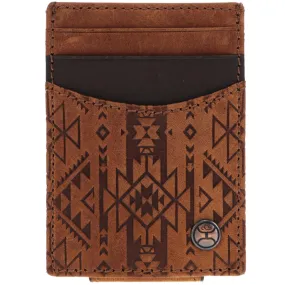 HOOEY MONTEREY MONEY CLIP BROWN W/ AZTEC EMBOSSED PRINT