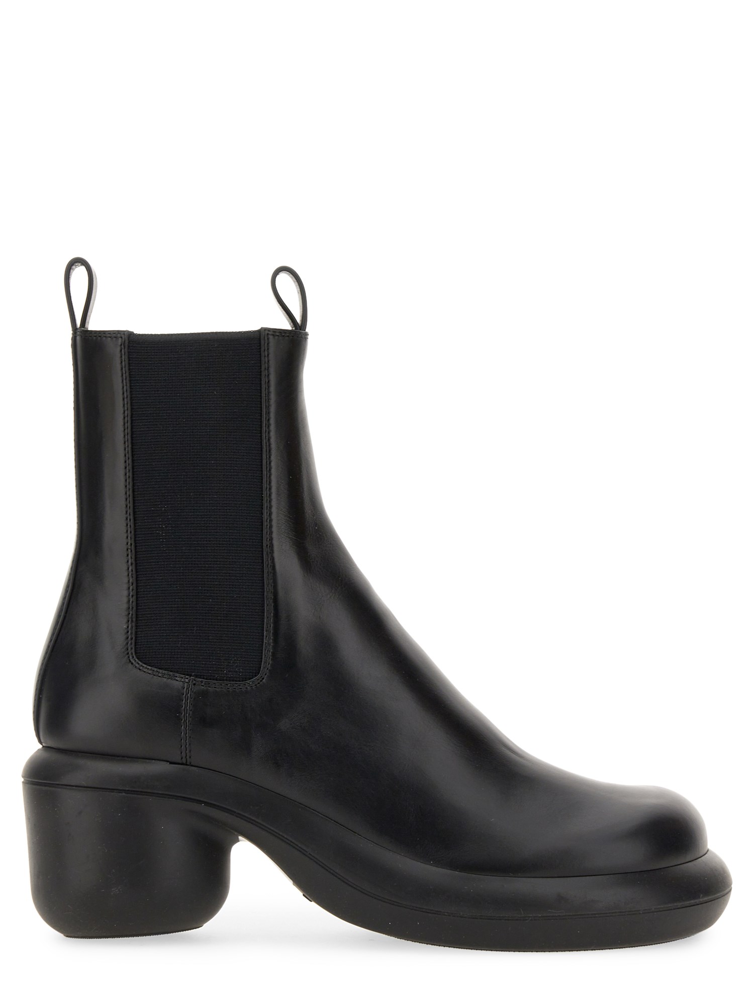 JIL SANDER    LEATHER ANKLE BOOT WITH WIDE HEEL