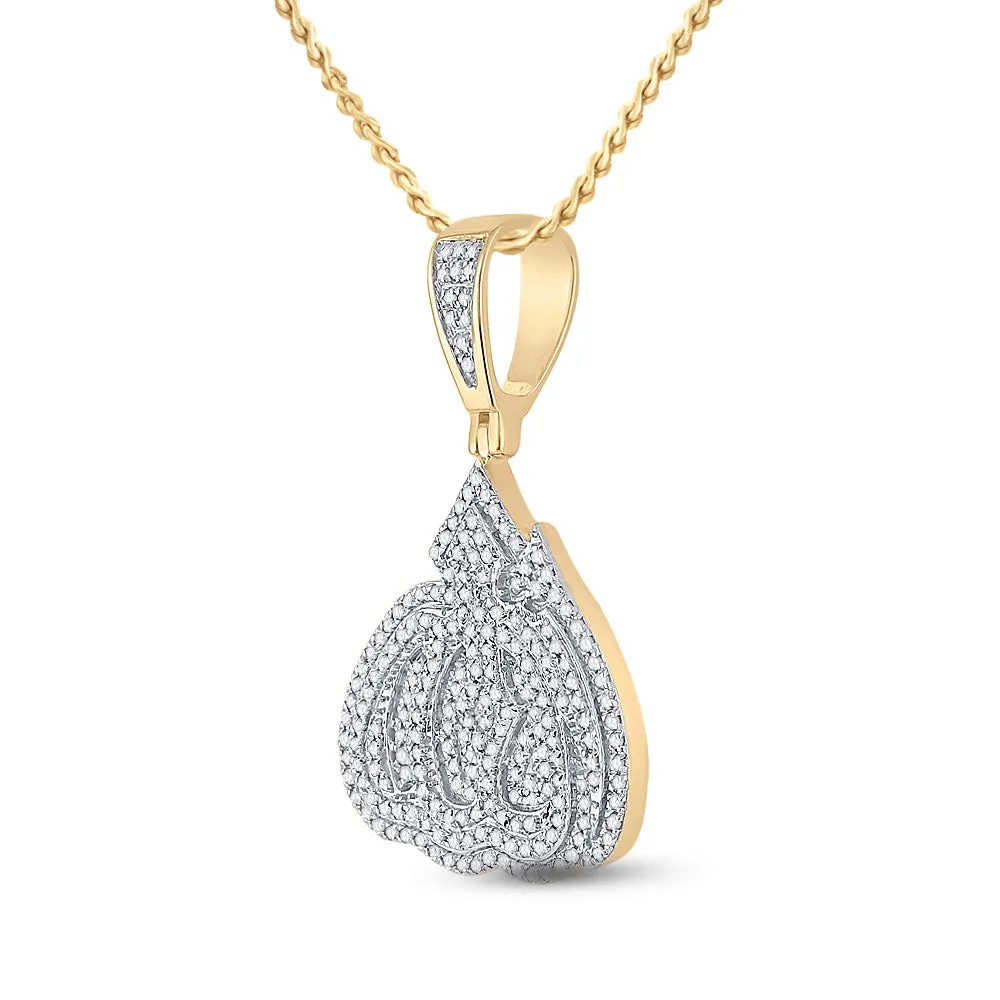 Keene Jewelers 14kt Yellow Gold Mens Round Diamond Allah Islam Charm Pendant 5/8 Cttw