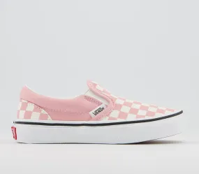 Kids Vans Classic Slip On Checkerboard Powder Pink True White