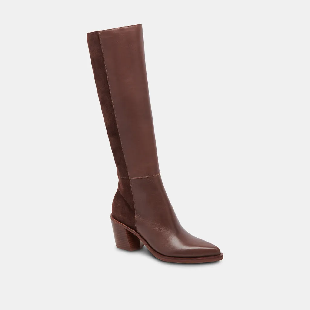 KRISTY Boots Chocolate Leather | Women's Luxe Knee-High Boots– Dolce Vita 6908077572162