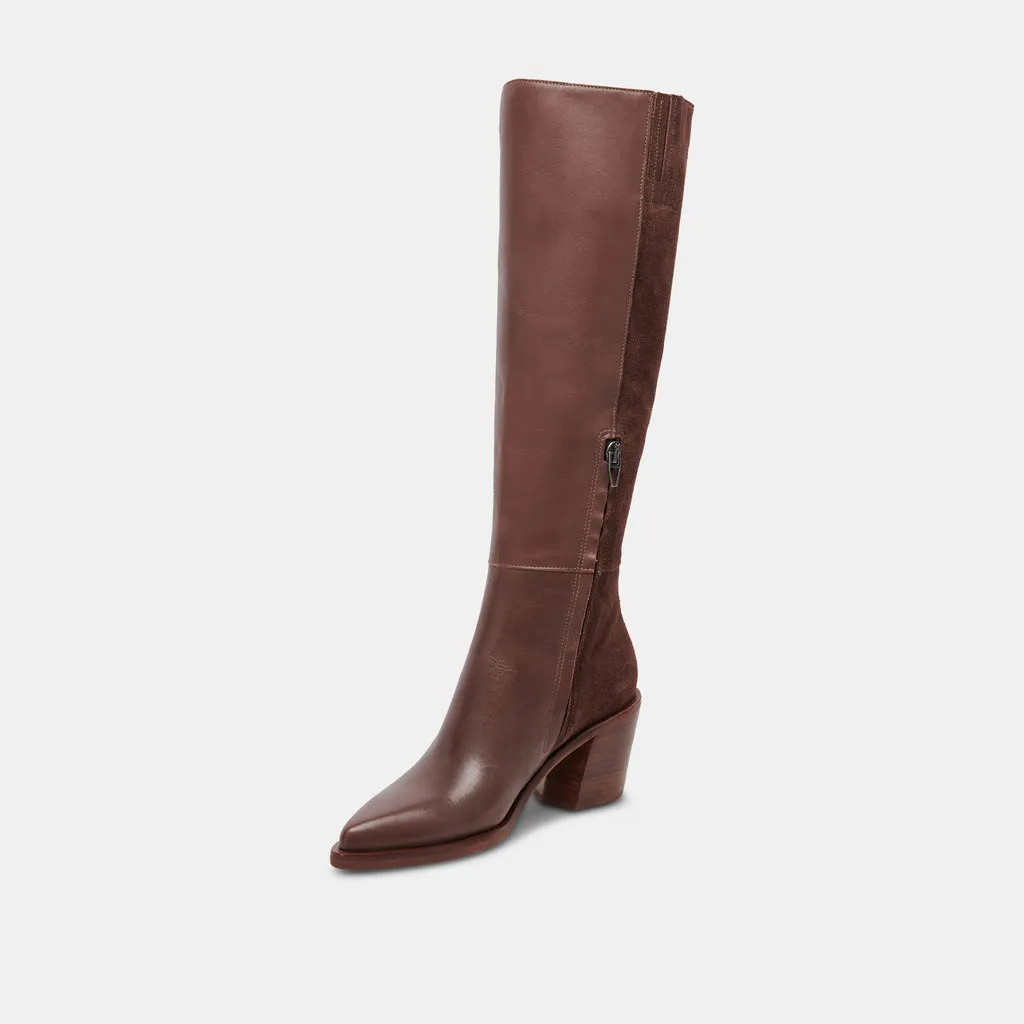 KRISTY Boots Chocolate Leather | Women's Luxe Knee-High Boots– Dolce Vita 6908077572162