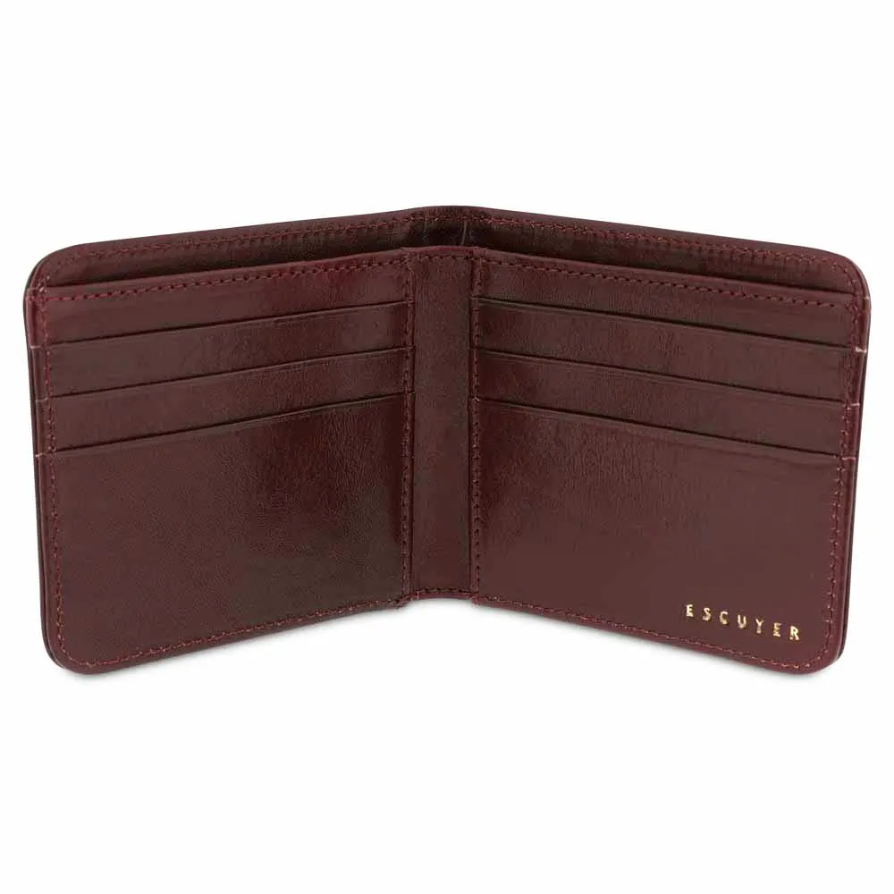 Leather Billfold Wallet - Burgundy