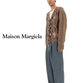 Maison Margiela  |Argile Tartan Blended Fabrics Fringes Designers Cardigans