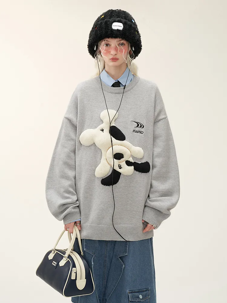 MAMC  |Crew Neck Street Style Long Sleeves Oversized Logo Sweaters
