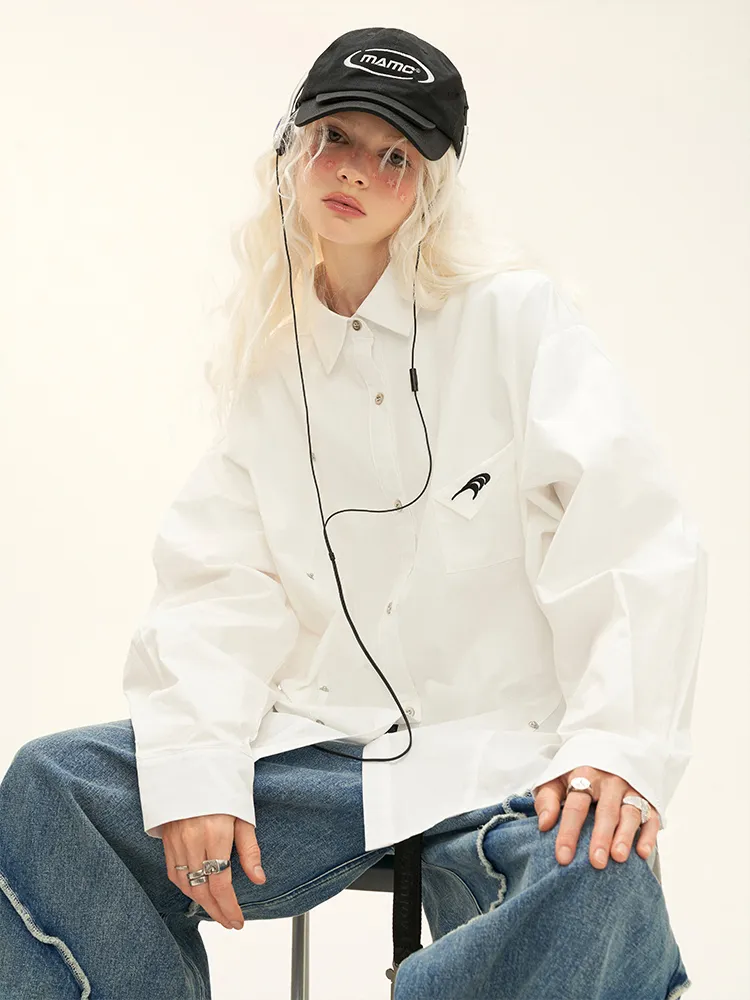 MAMC  |Unisex Street Style Cotton Oversized Logo Shirts