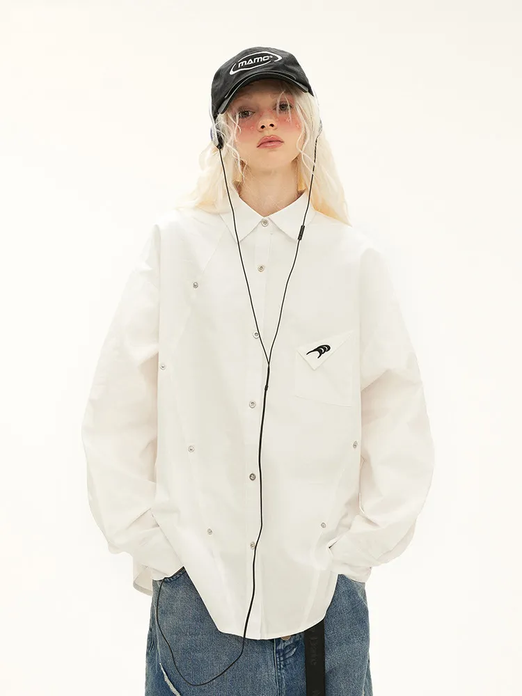 MAMC  |Unisex Street Style Cotton Oversized Logo Shirts