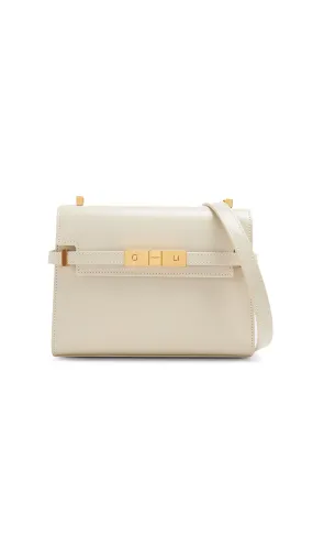 Manhattan Mini Crossbody Bag in Box Leather - Blanc Vintage