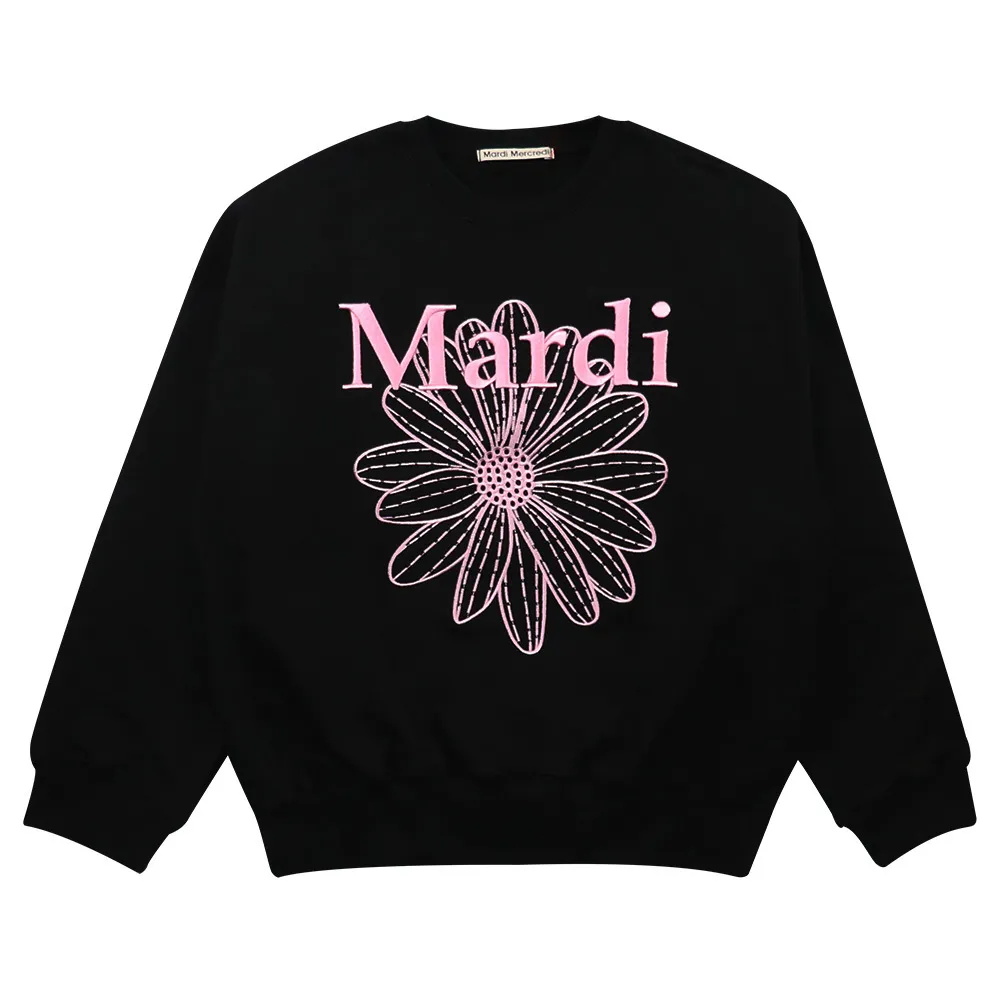 Mardi Mercredi  |Flower Patterns Rib Street Style U-Neck Long Sleeves Plain