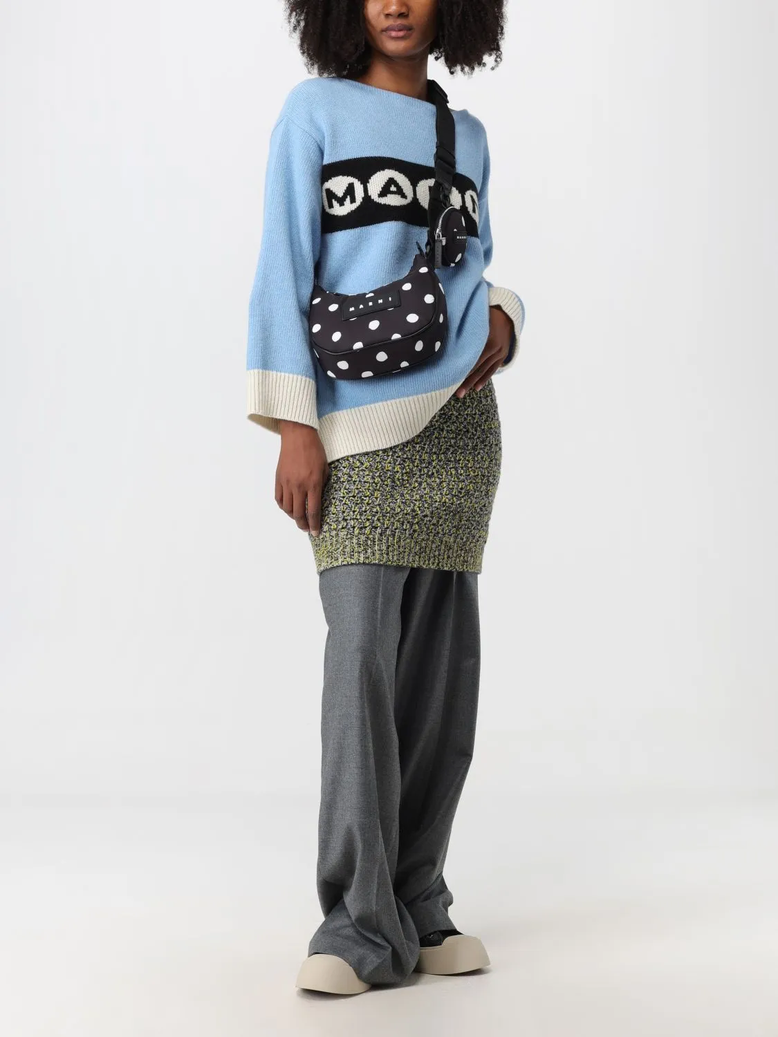 MARNI  |Casual Style Boat Neck Long Sleeves Oversized Logo