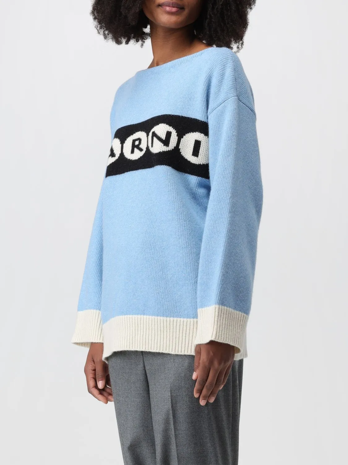 MARNI  |Casual Style Boat Neck Long Sleeves Oversized Logo