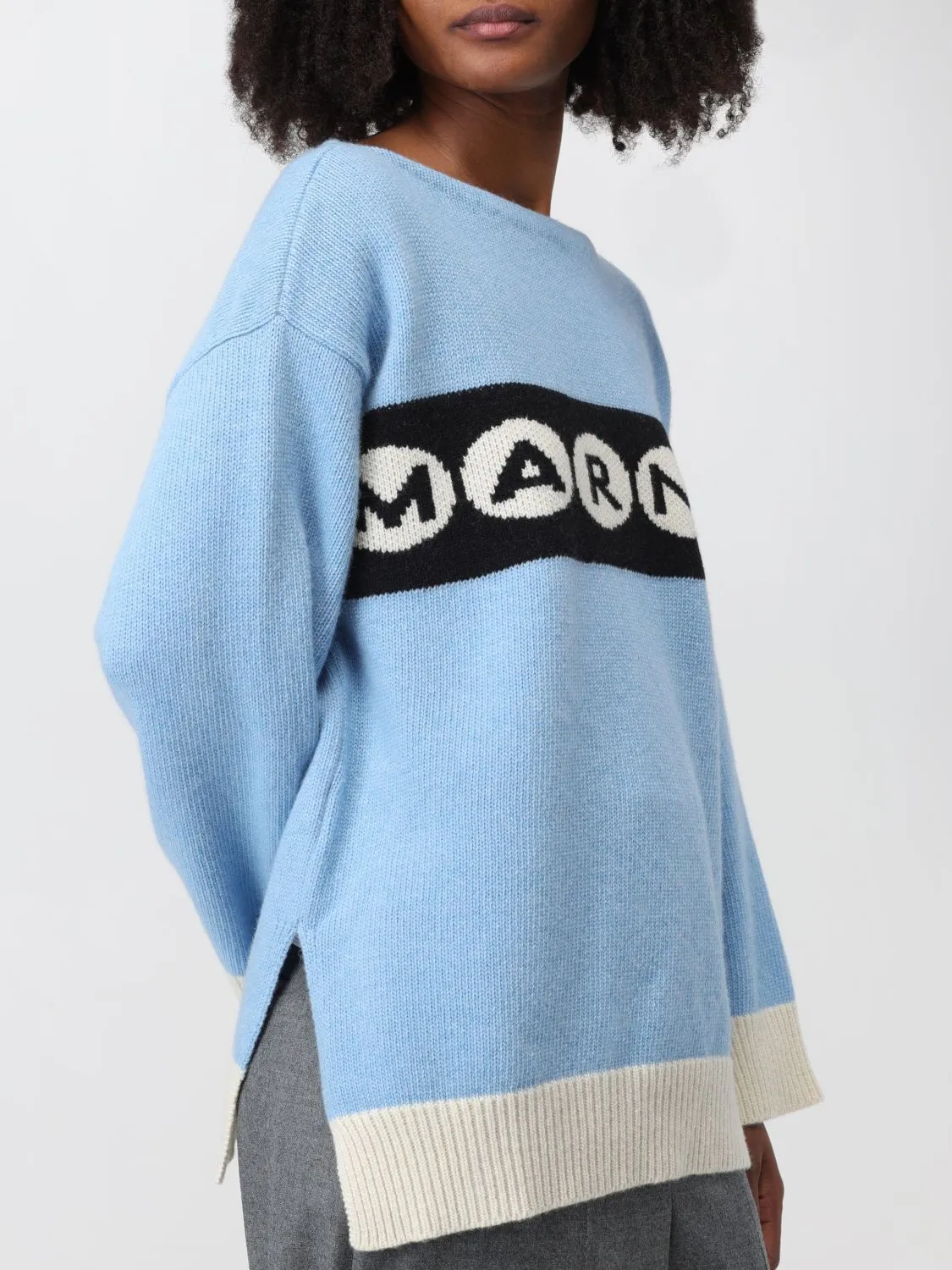 MARNI  |Casual Style Boat Neck Long Sleeves Oversized Logo