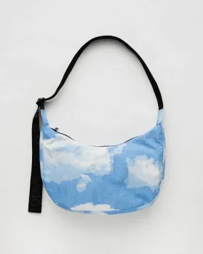 Medium Nylon Crescent Bag in Clouds