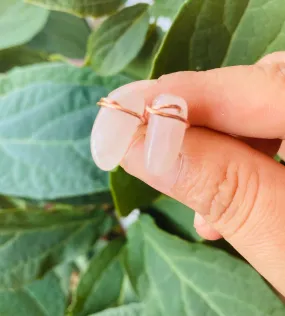 Mini Rose Quartz Copper Studs