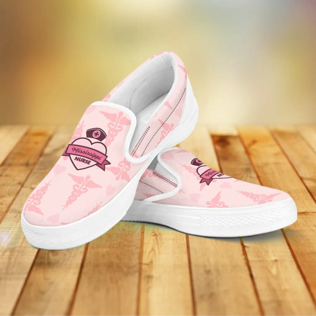 Mississippi Nurse Slip On Shoes Pink