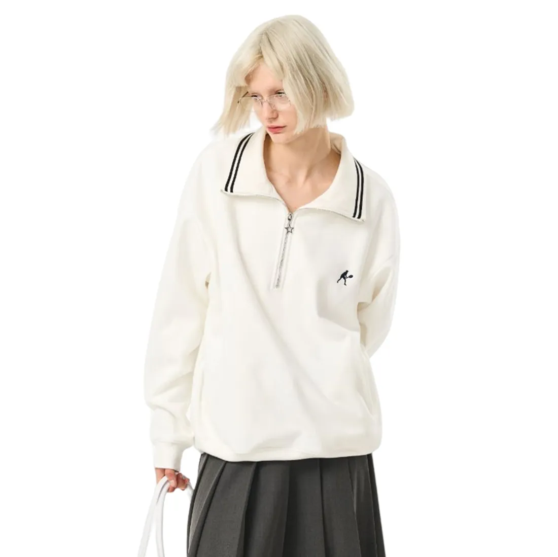 MODITEC  |Unisex Street Style Long Sleeves Plain Oversized Polos