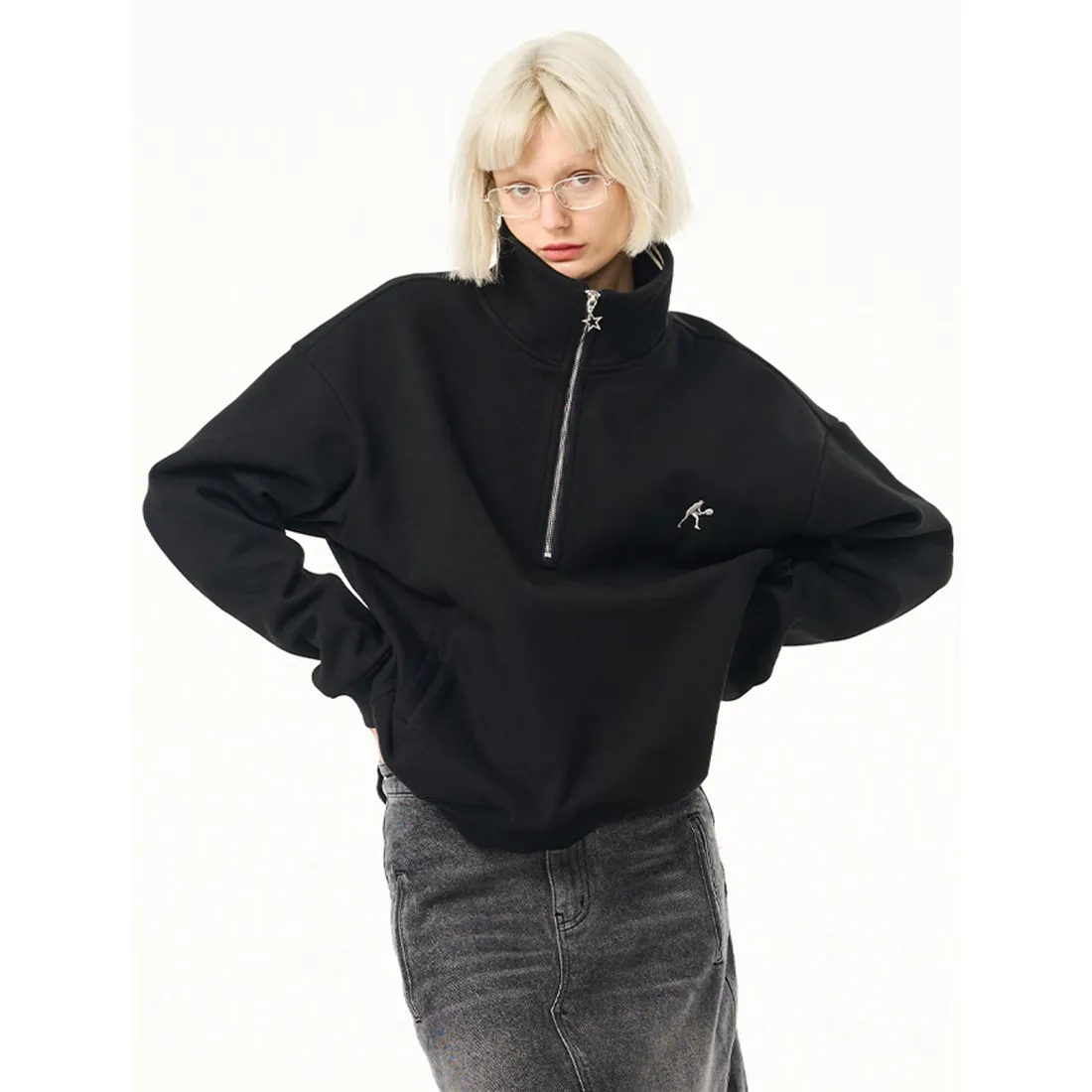 MODITEC  |Unisex Street Style Long Sleeves Plain Oversized Polos